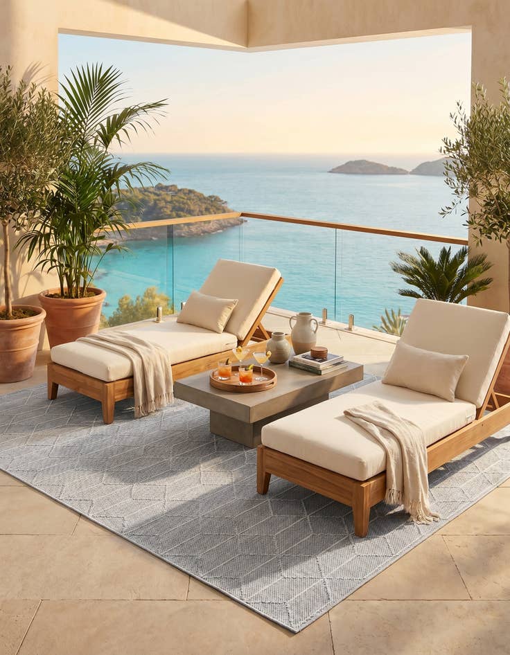 Detail image of 7' 10 x 7' 10 Easy-Clean Trellis Indoor / Outdoor Square Rug