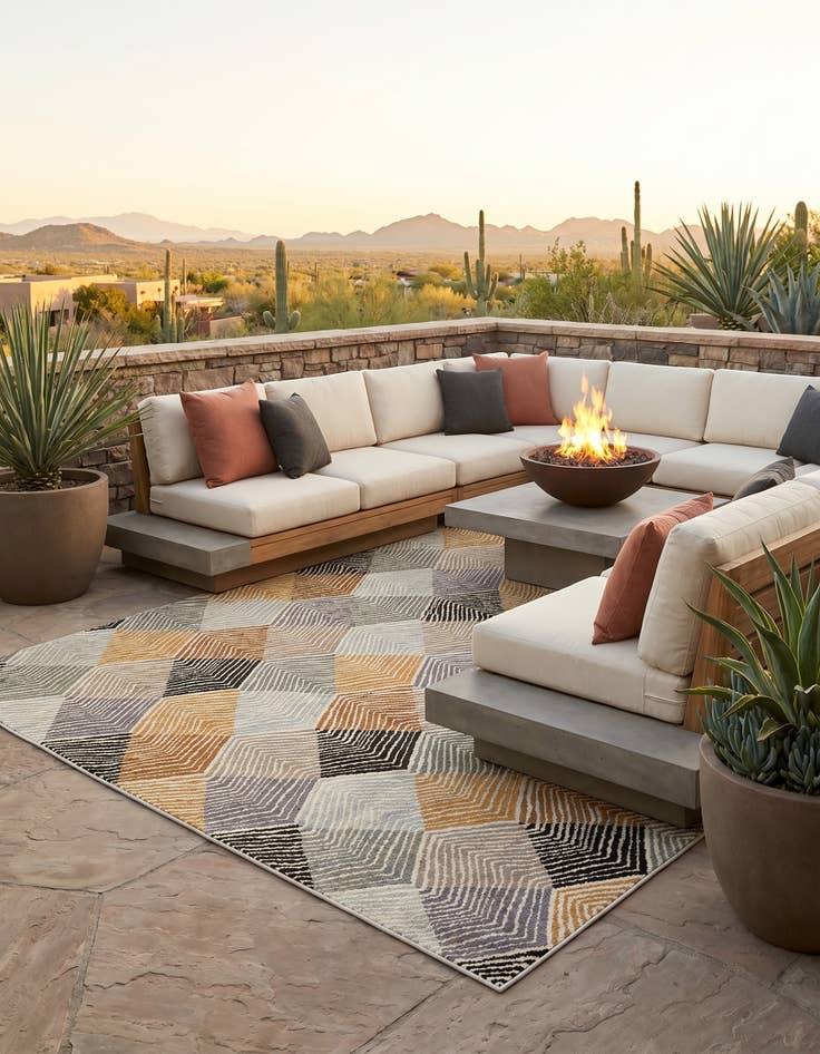 Detail image of 7' 10 x 7' 10 Easy-Clean Modern Indoor / Outdoor Square Rug