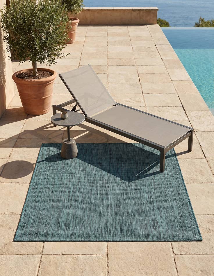 Detail image of 4' 1 x 4' 1 Easy-Clean Solid Indoor / Outdoor Square Rug