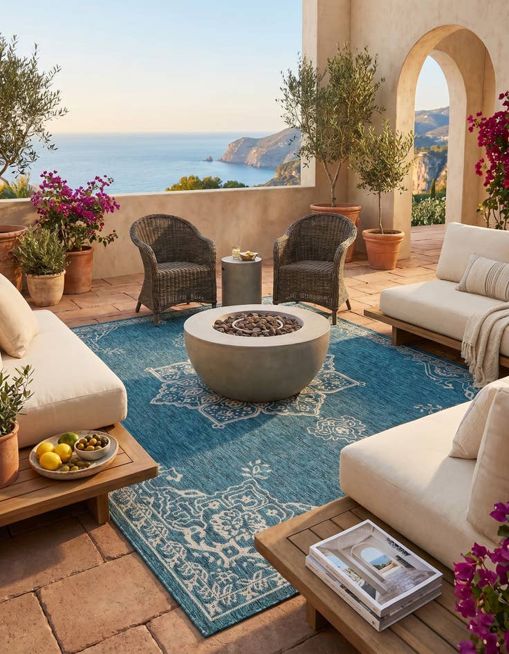 Detail image of 7' 10 x 10' Easy-Clean Traditional Indoor / Outdoor Rug