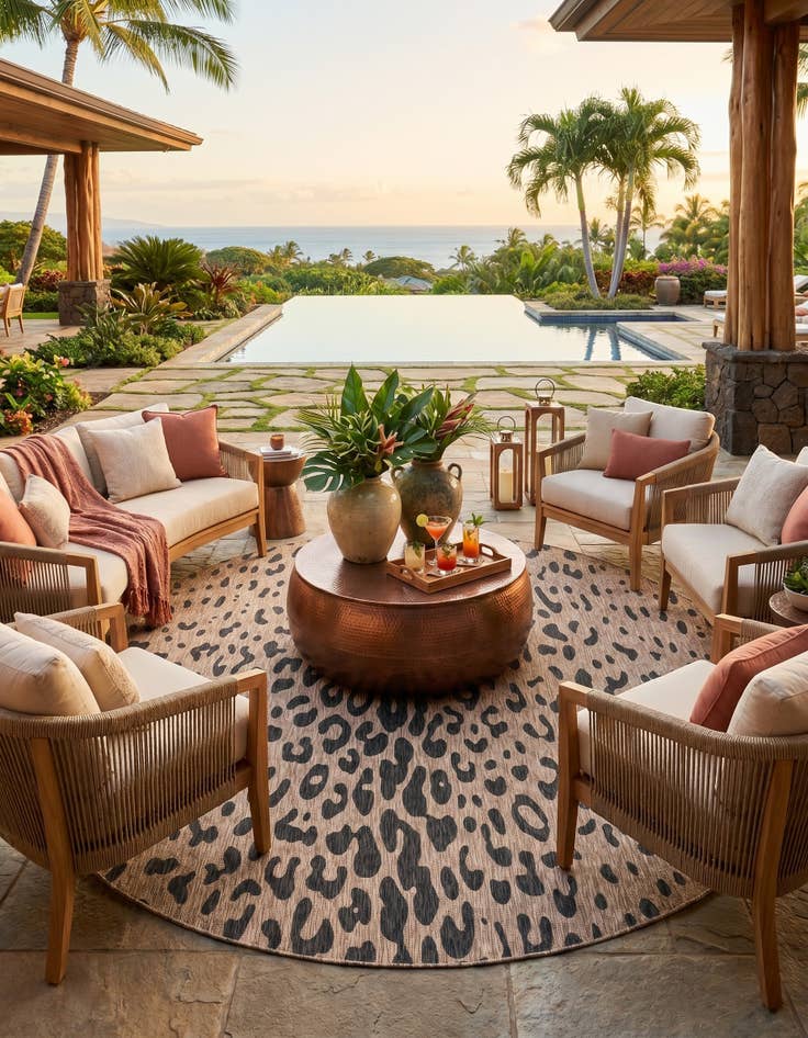 Detail image of 13' x 13' Easy-Clean Safari Indoor / Outdoor Round Rug