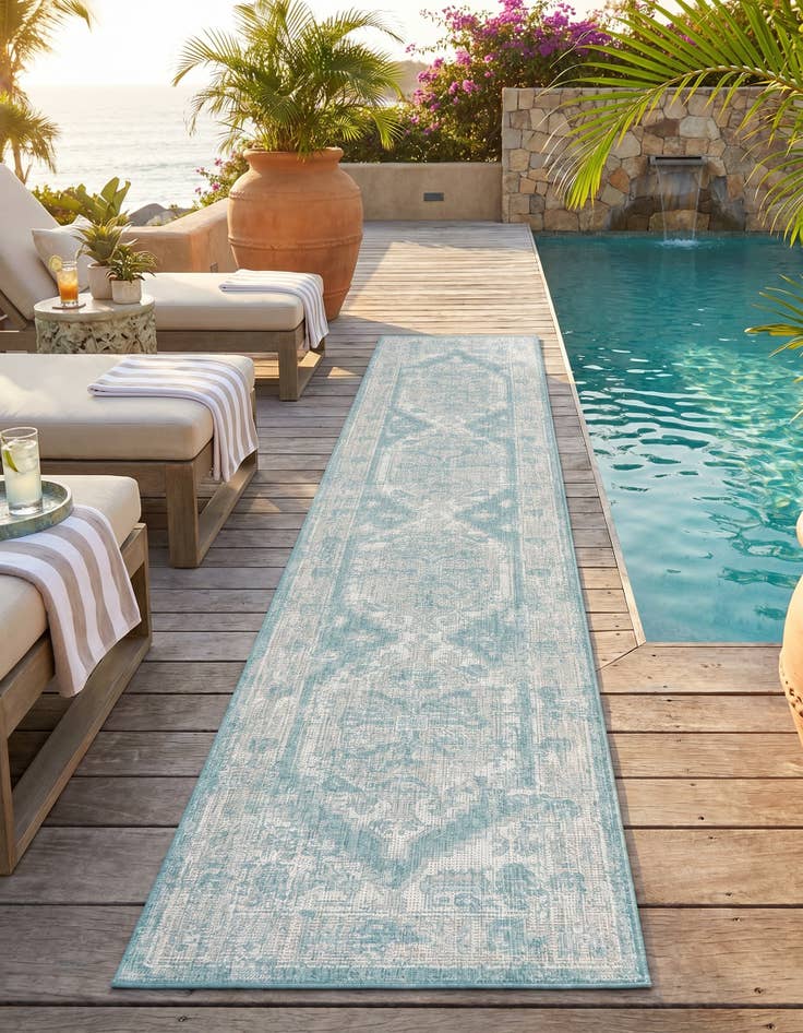 Detail image of 2' 7 x 12' Easy-Clean Traditional Indoor / Outdoor Runner Rug