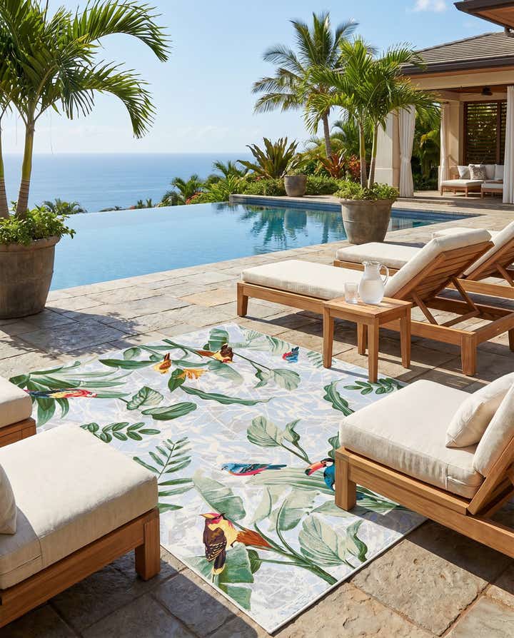 7' 10 x 10' Easy-Clean Botanical Indoor / Outdoor Rug