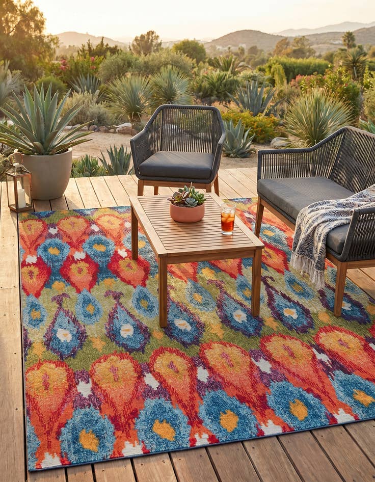 Detail image of 5' 3 x 8' Easy-Clean Modern Indoor / Outdoor Rug