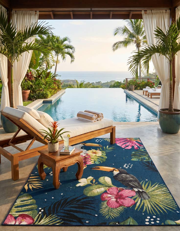 Detail image of 4' x 6' Easy-Clean Botanical Indoor / Outdoor Rug