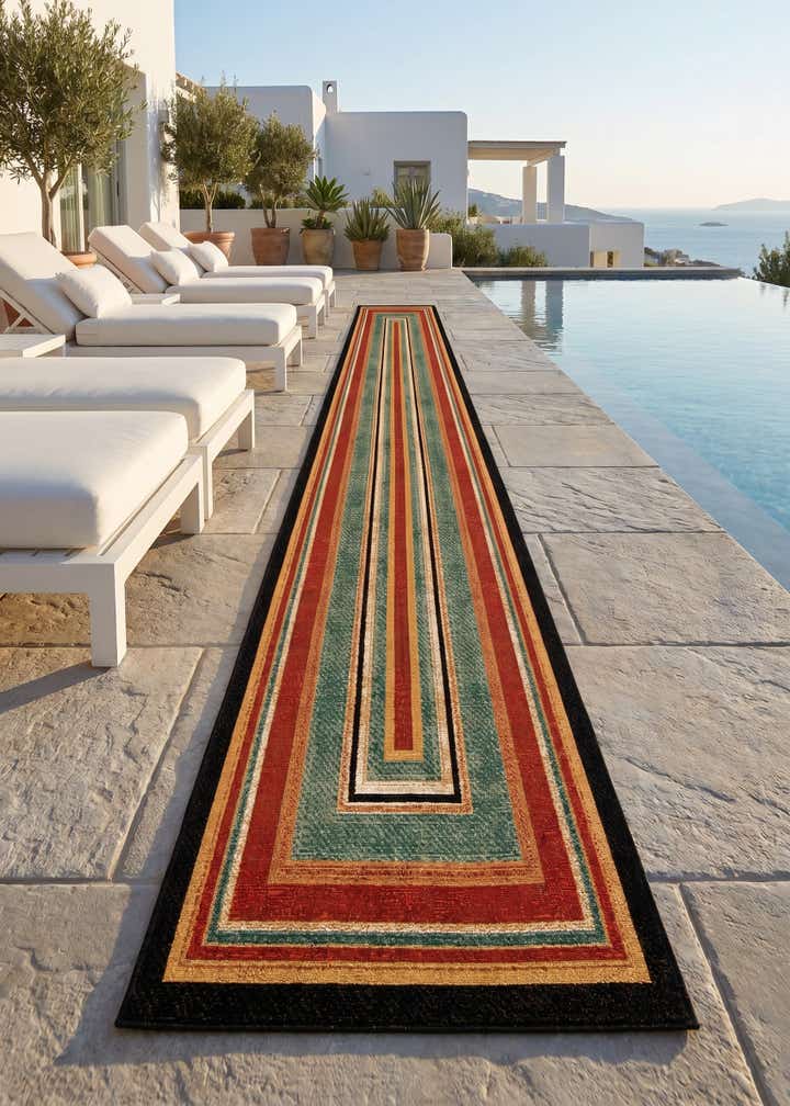 2' 7 x 10' Easy-Clean Modern Indoor / Outdoor Runner Rug