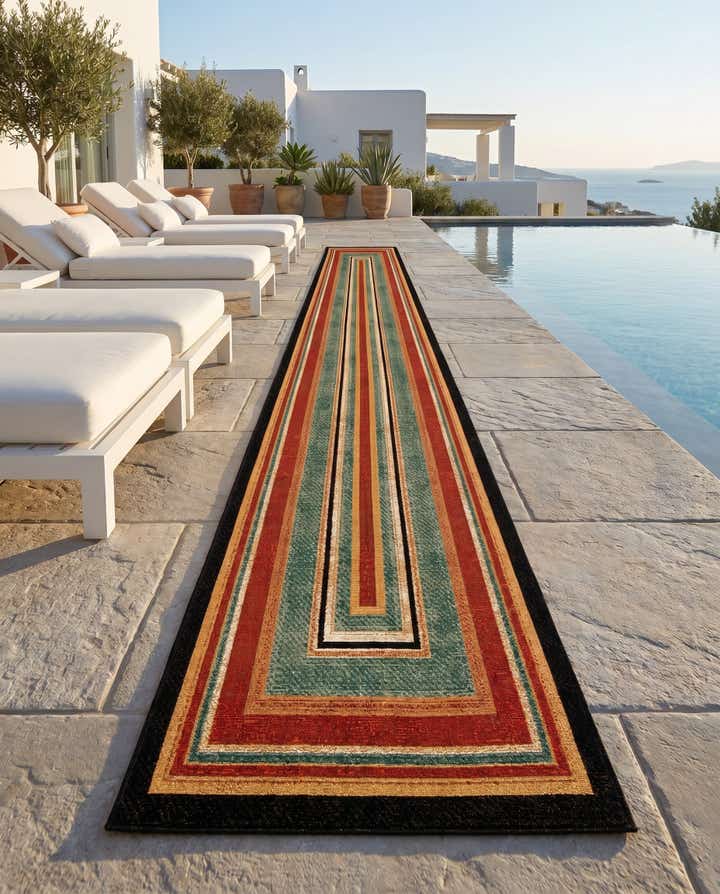 2' 7 x 10' Easy-Clean Modern Indoor / Outdoor Runner Rug