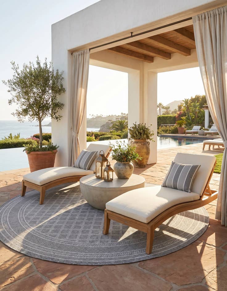 Detail image of 10' x 10' Easy-Clean Lattice Indoor / Outdoor Round Rug