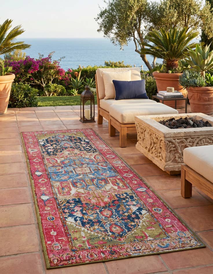 Detail image of 2' x 6' Easy-Clean Traditional Indoor / Outdoor Runner Rug