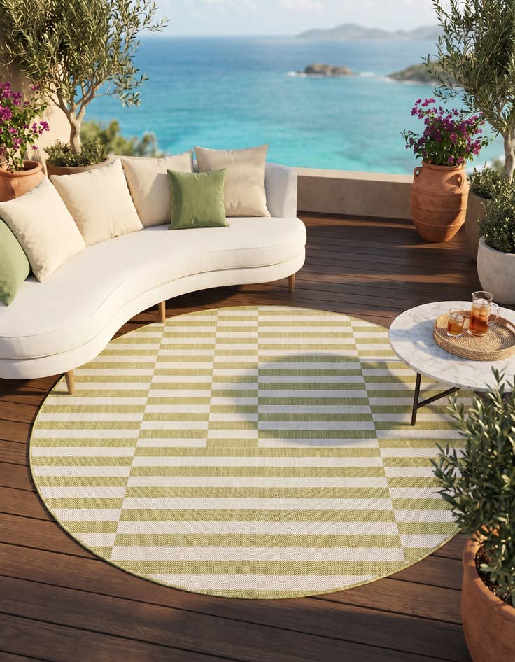 Detail image of 6' x 6' Easy-Clean Ribbon Indoor / Outdoor Round Rug
