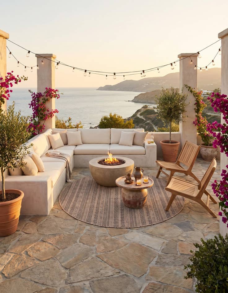 Detail image of 5' 3 x 5' 3 Easy-Clean Striped Indoor / Outdoor Round Rug