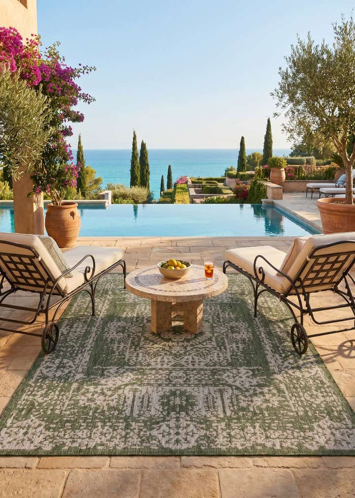 7' x 10' Easy-Clean Traditional Indoor / Outdoor Rug