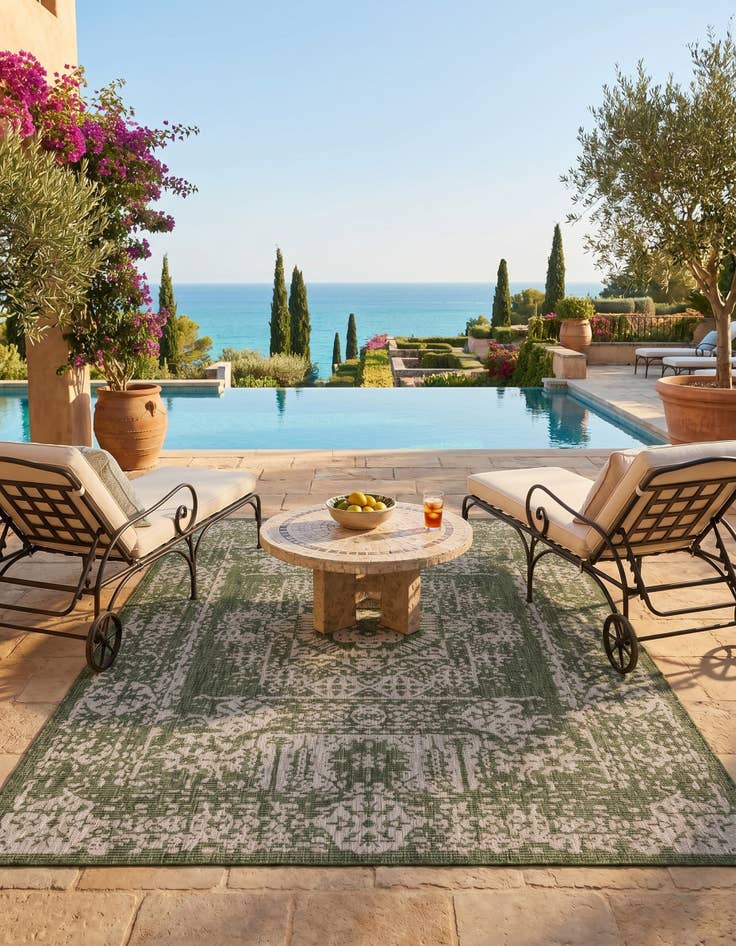 Detail image of 7' x 10' Easy-Clean Traditional Indoor / Outdoor Rug