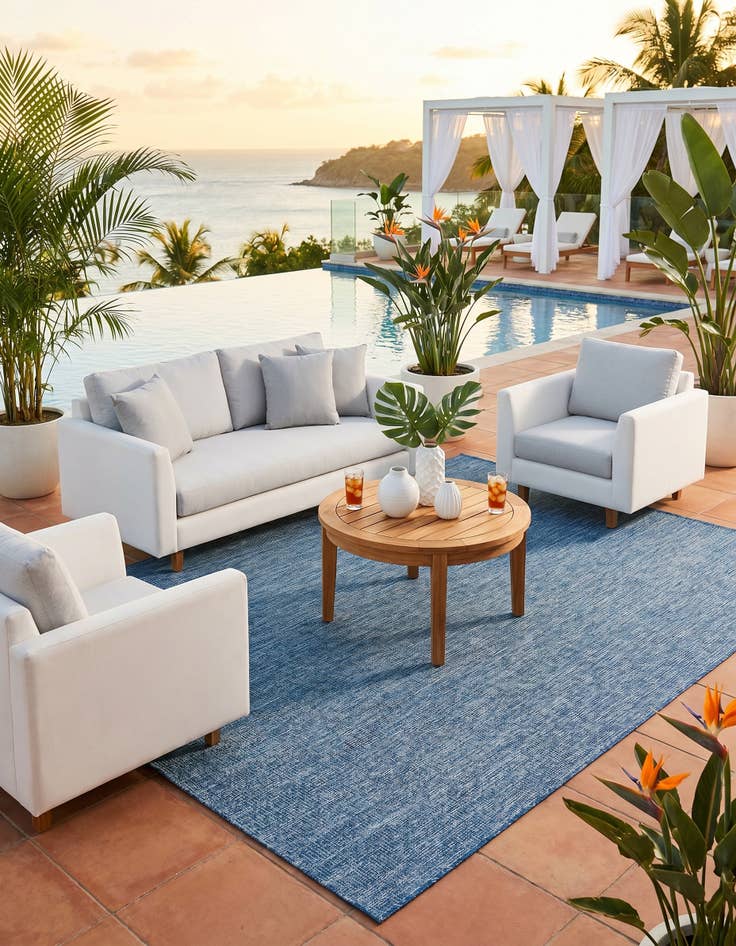 Detail image of 7' 10 x 10' Easy-Clean Solid Indoor / Outdoor Rug