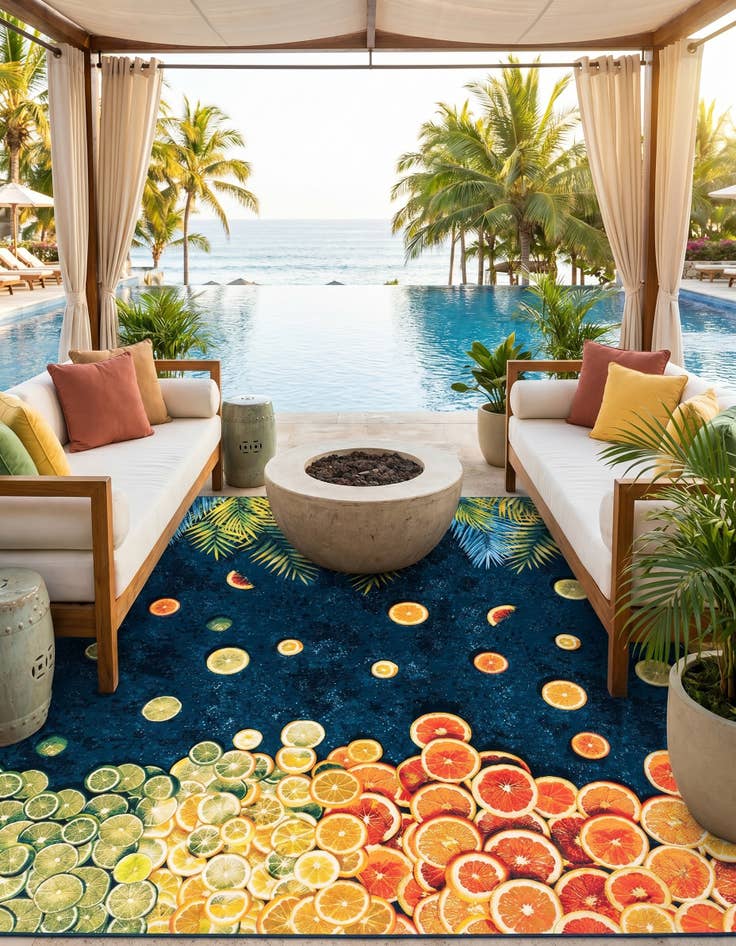 Detail image of 12' x 12' Easy-Clean Coastal Indoor / Outdoor Square Rug