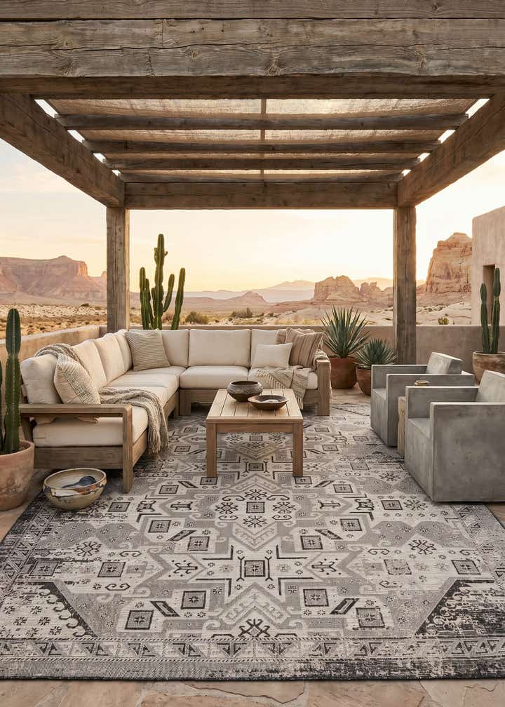 10' x 13' Easy-Clean Aztec Indoor / Outdoor Rug