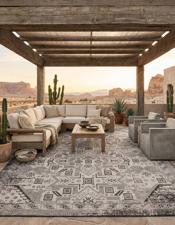 Detail image of 10' x 13' Easy-Clean Aztec Indoor / Outdoor Rug