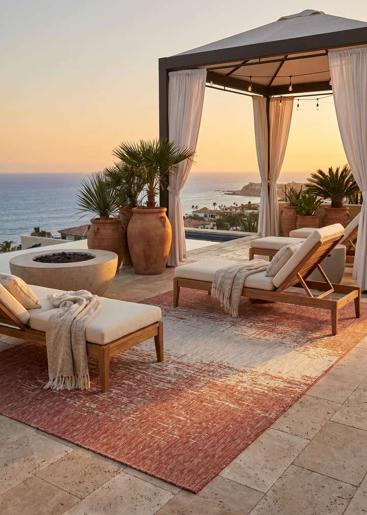 5' 3 x 8' Easy-Clean Modern Indoor / Outdoor Rug