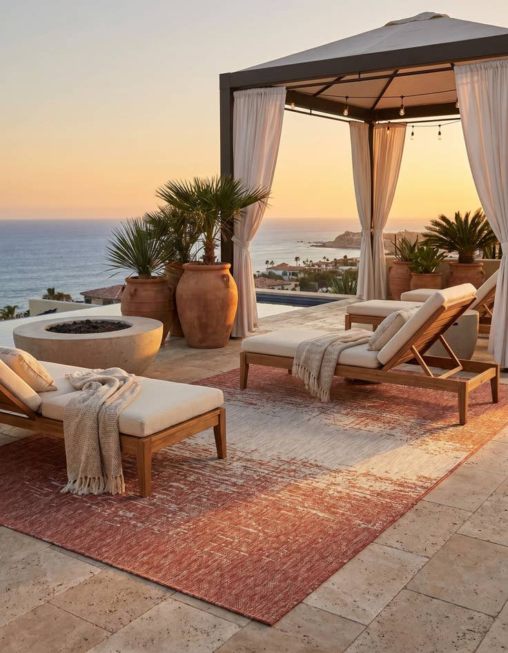 Detail image of 5' 3 x 8' Easy-Clean Modern Indoor / Outdoor Rug