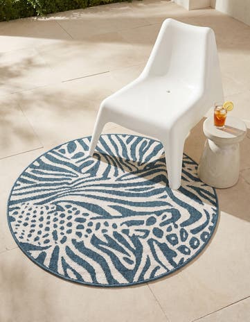 3' x 3' Easy-Clean Safari Indoor / Outdoor Round Rug