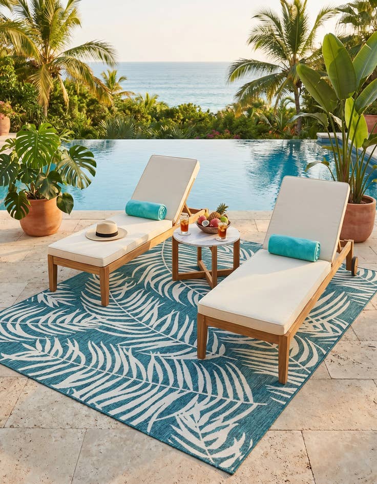 Detail image of 7' 10 x 11' Easy-Clean Botanical Indoor / Outdoor Rug