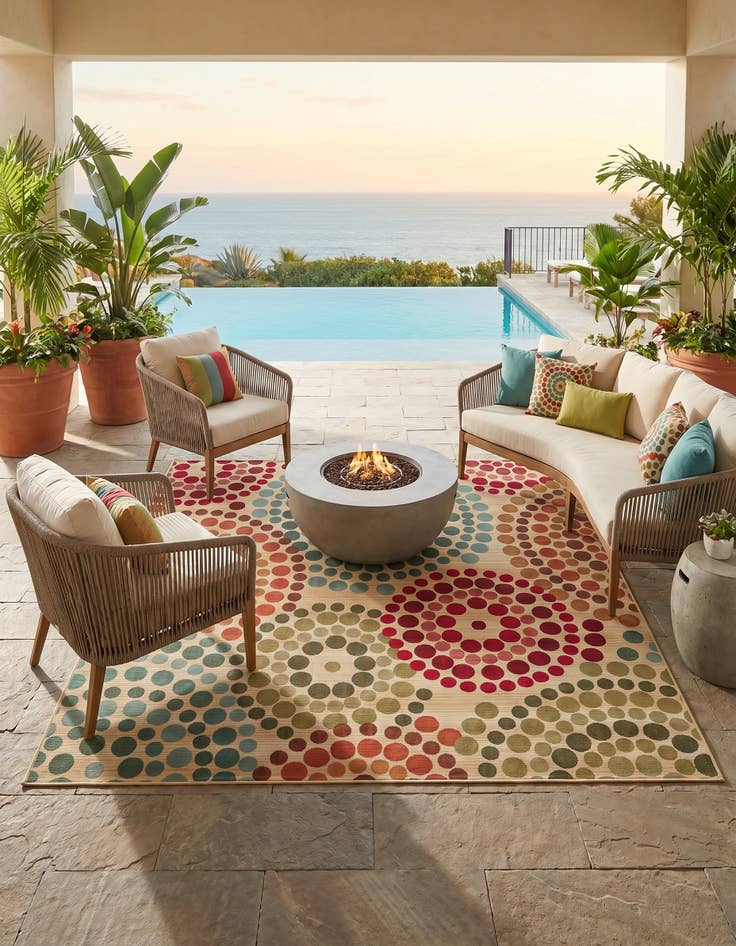 Detail image of 7' 10 x 7' 10 Easy-Clean Modern Indoor / Outdoor Square Rug