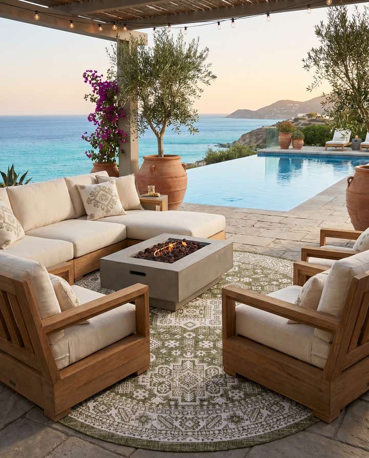 7' 10 x 10' Easy-Clean Aztec Indoor / Outdoor Oval Rug