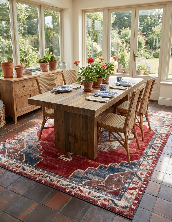 Detail image of 9' x 12' Easy-Clean Traditional Indoor / Outdoor Rug