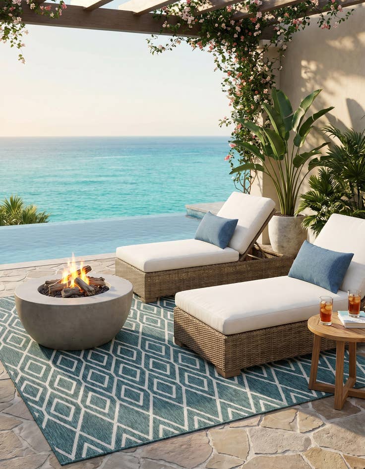 Detail image of 7' 10 x 7' 10 Easy-Clean Jill Zarin Turks and Caicos Indoor / Outdoor Square Rug