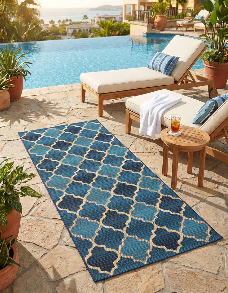 Detail image of 2' 7 x 5' 3 Easy-Clean Lattice Indoor / Outdoor Runner Rug