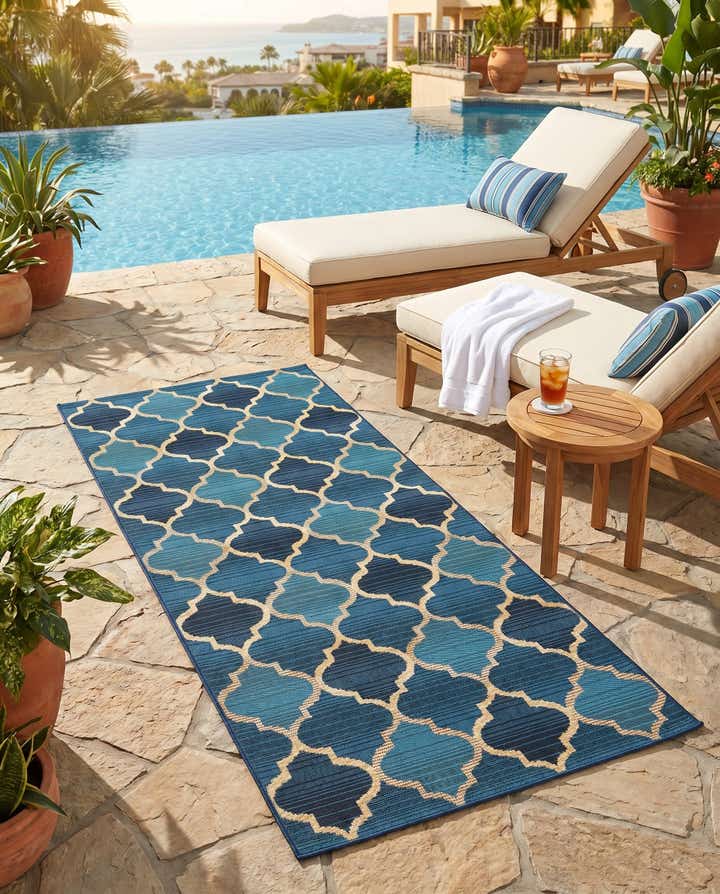2' 7 x 5' 3 Easy-Clean Trellis Indoor / Outdoor Runner Rug