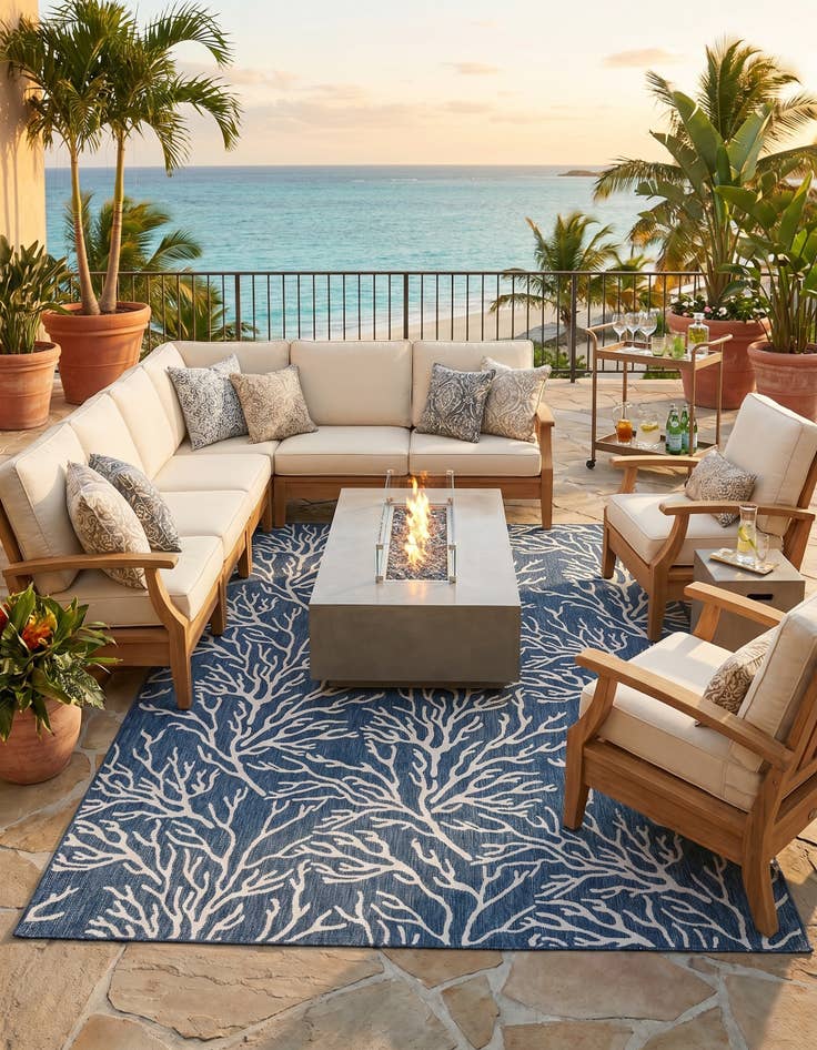 Detail image of 10' x 14' Easy-Clean Coastal Indoor / Outdoor Rug