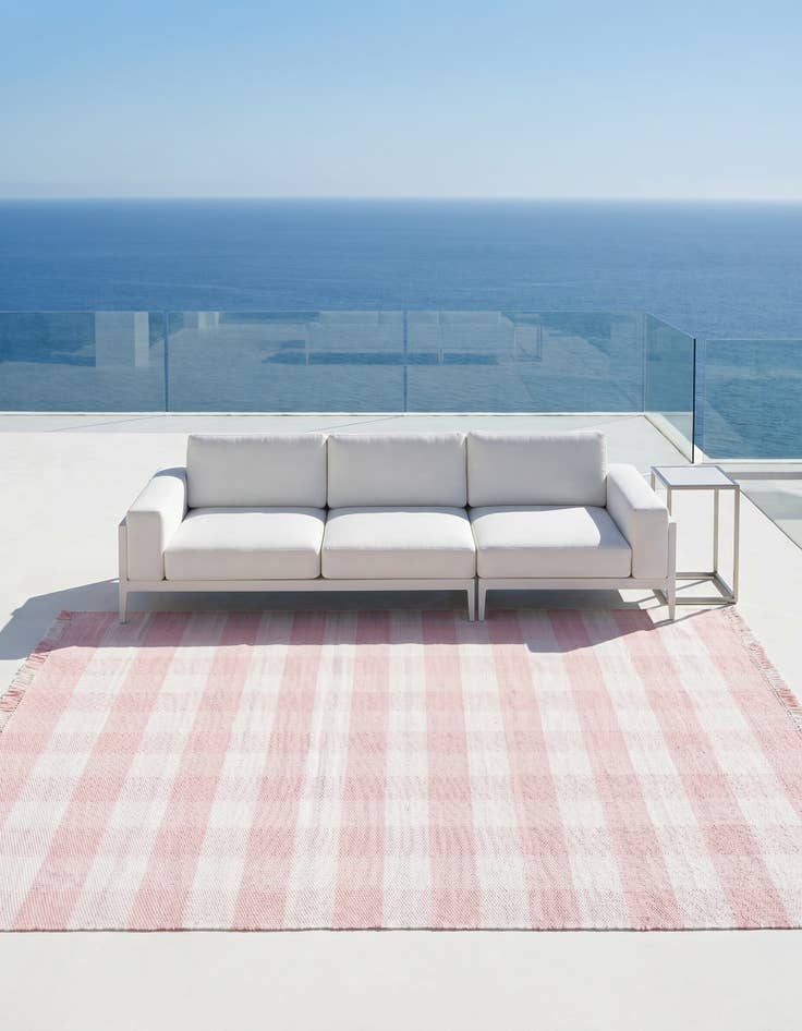 Detail image of 7' 10 x 10' Easy-Clean Eco Plaid Washable Indoor / Outdoor Rug