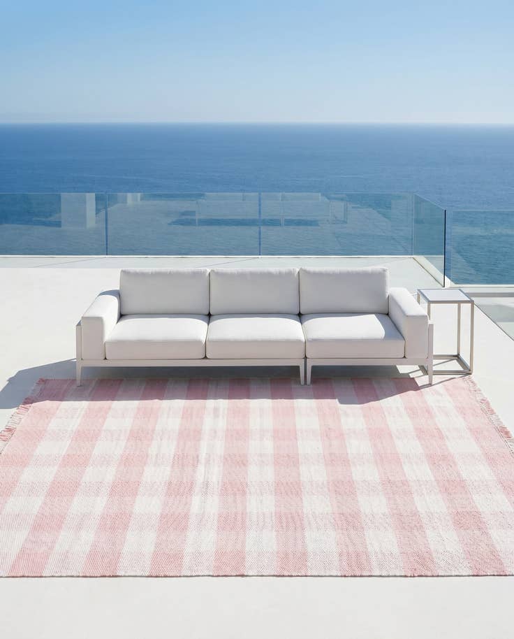 Detail image of 7' 10 x 10' Easy-Clean Eco Plaid Washable Indoor / Outdoor Rug