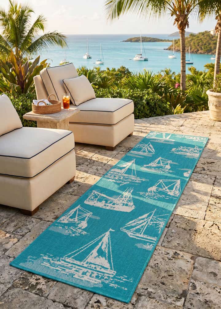 2' x 8' Easy-Clean Coastal Indoor / Outdoor Runner Rug