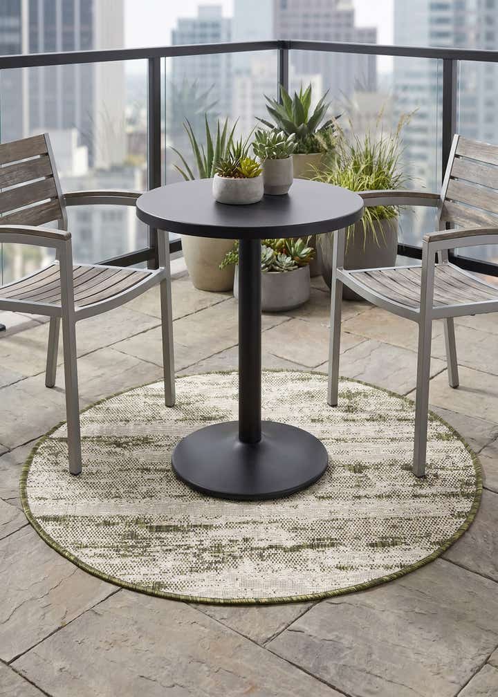 3' x 3' Easy-Clean Modern Indoor / Outdoor Round Rug