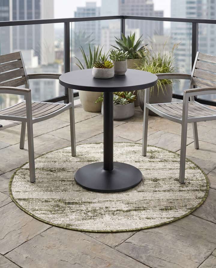 3' x 3' Easy-Clean Modern Indoor / Outdoor Round Rug