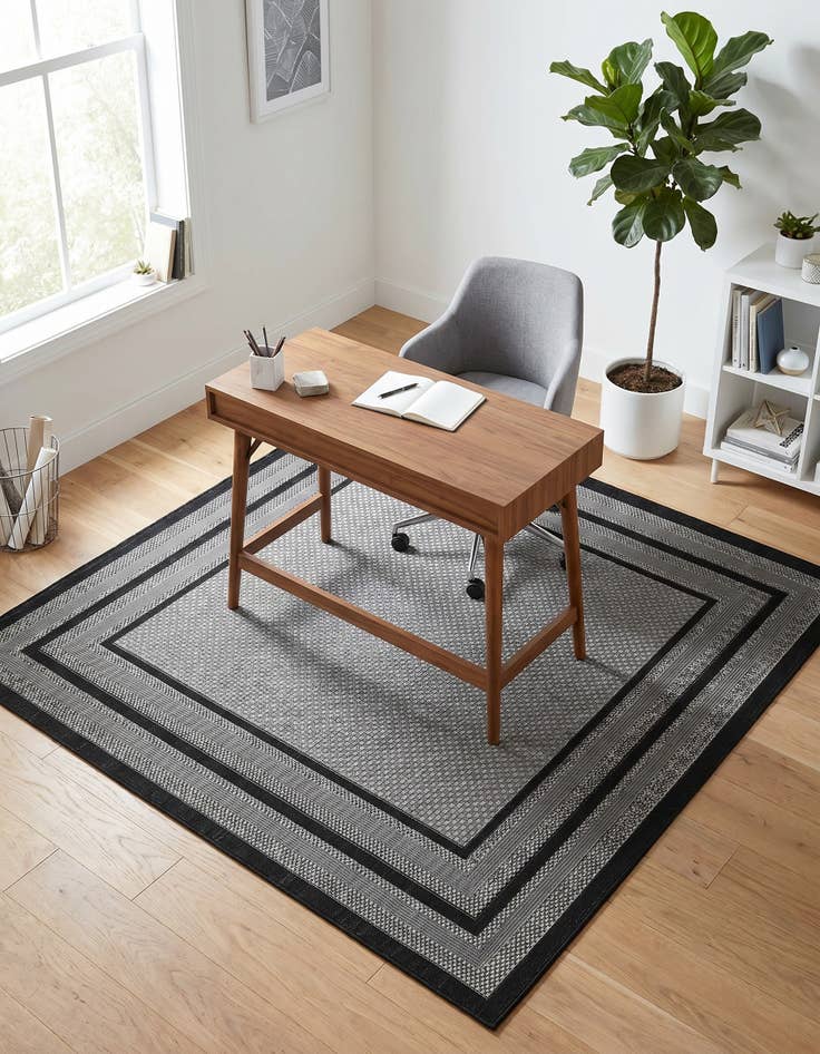 Detail image of 6' x 6' Easy-Clean Border Indoor / Outdoor Square Rug