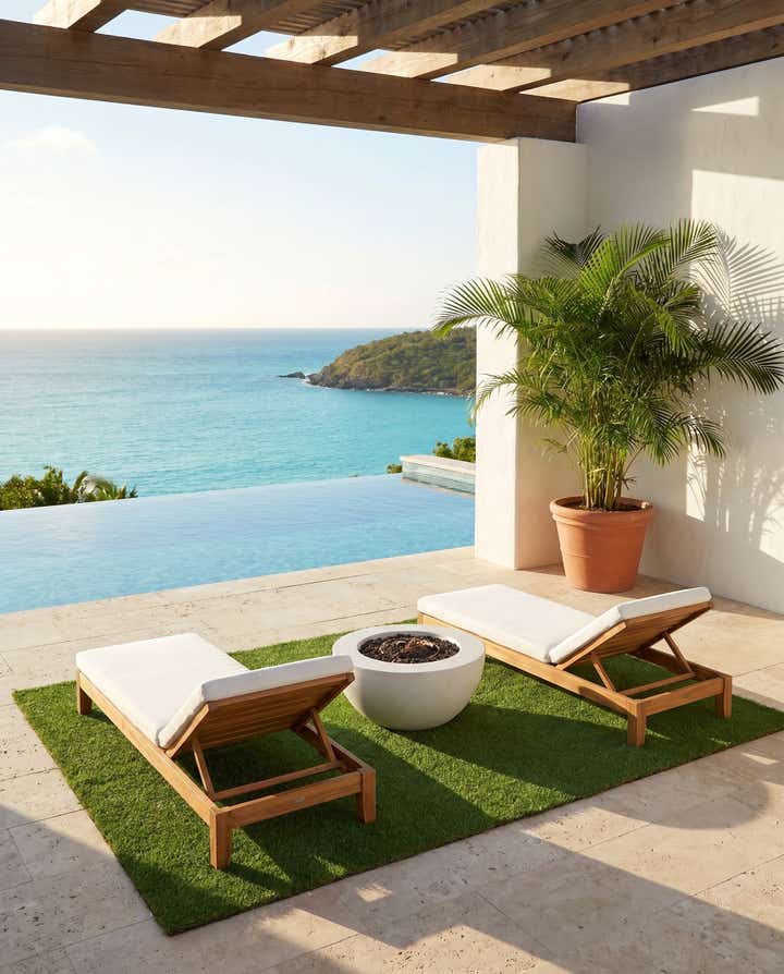 5' x 8' Easy-Clean Grass Indoor / Outdoor Rug