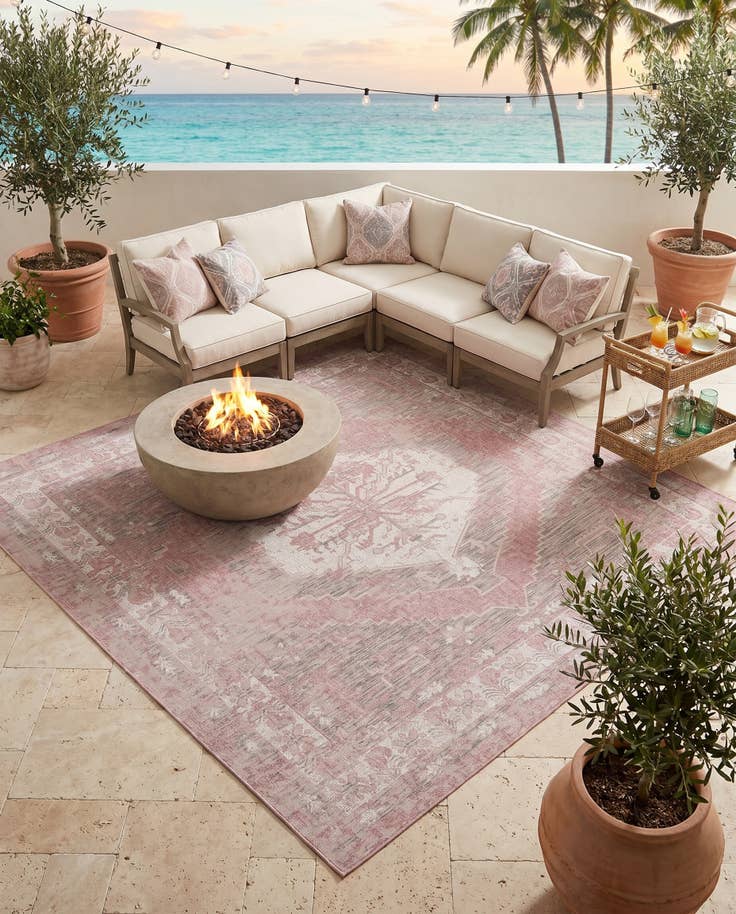 Detail image of 10' x 10' Easy-Clean Traditional Indoor / Outdoor Square Rug