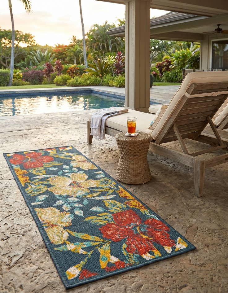 Detail image of 2' x 5' 3 Easy-Clean Coastal Indoor / Outdoor Runner Rug