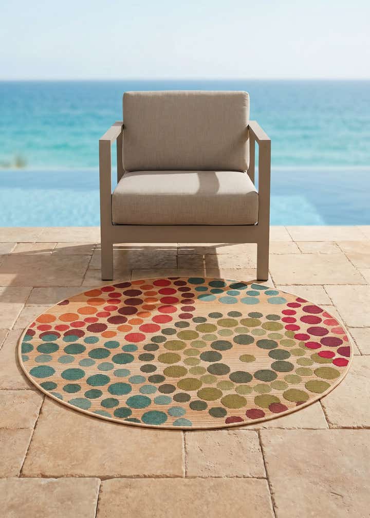 3' x 3' Easy-Clean Modern Indoor / Outdoor Round Rug