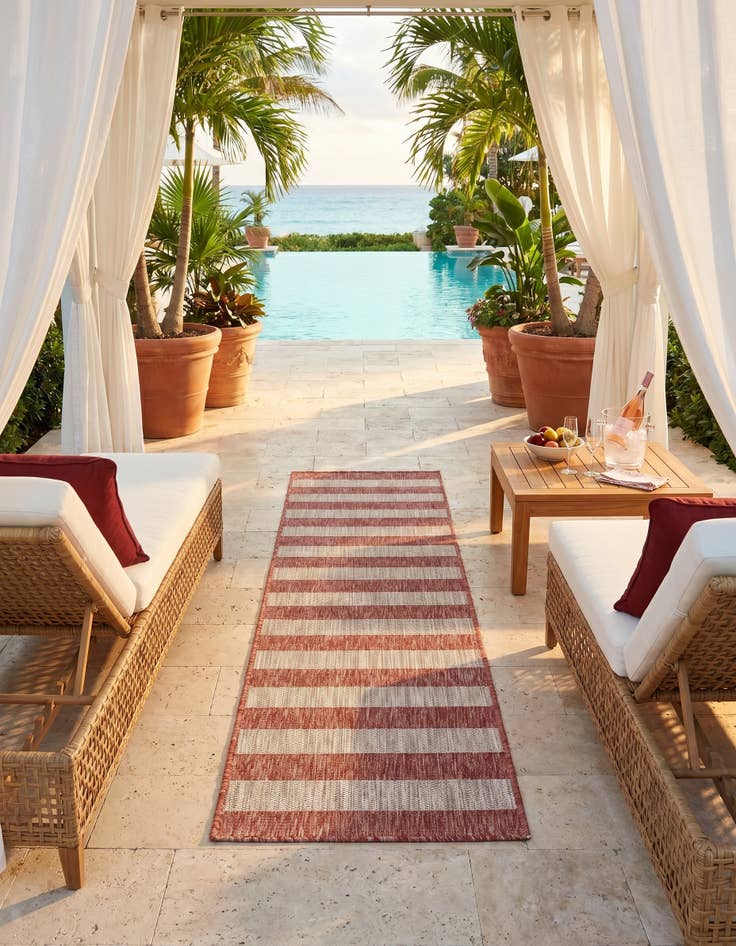 Detail image of 2' x 6' Easy-Clean Striped Indoor / Outdoor Runner Rug