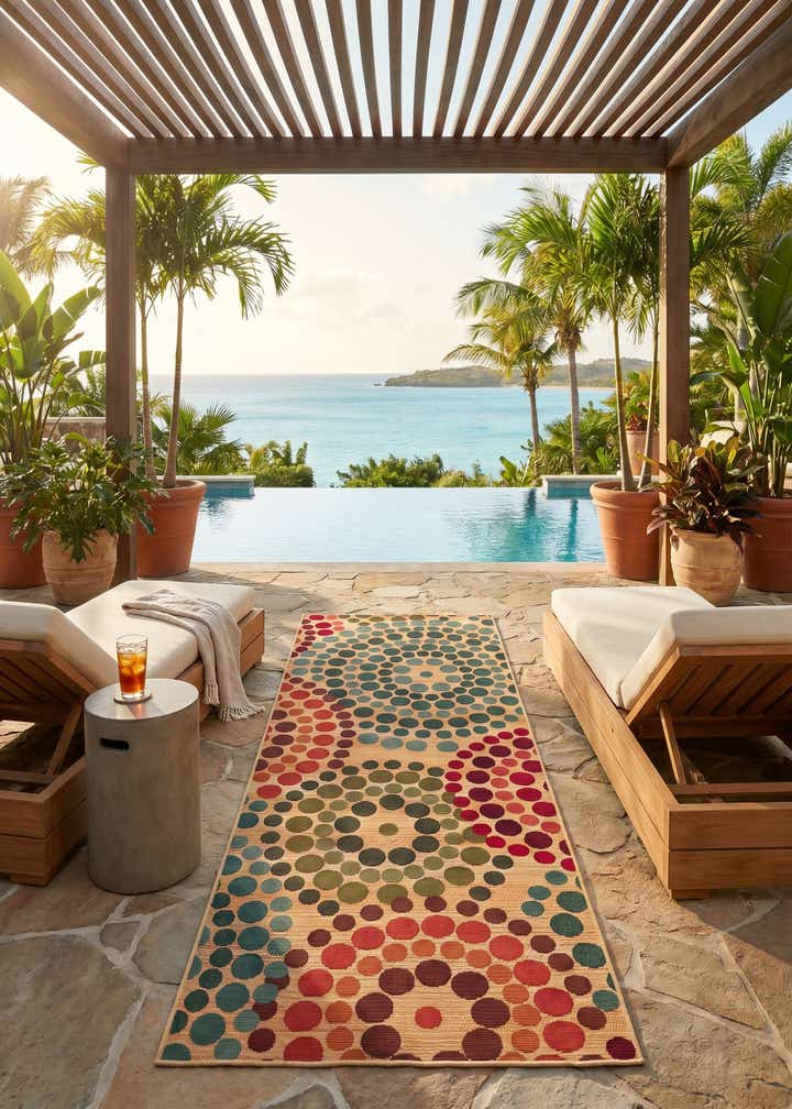 2' 7 x 7' Easy-Clean Modern Indoor / Outdoor Runner Rug