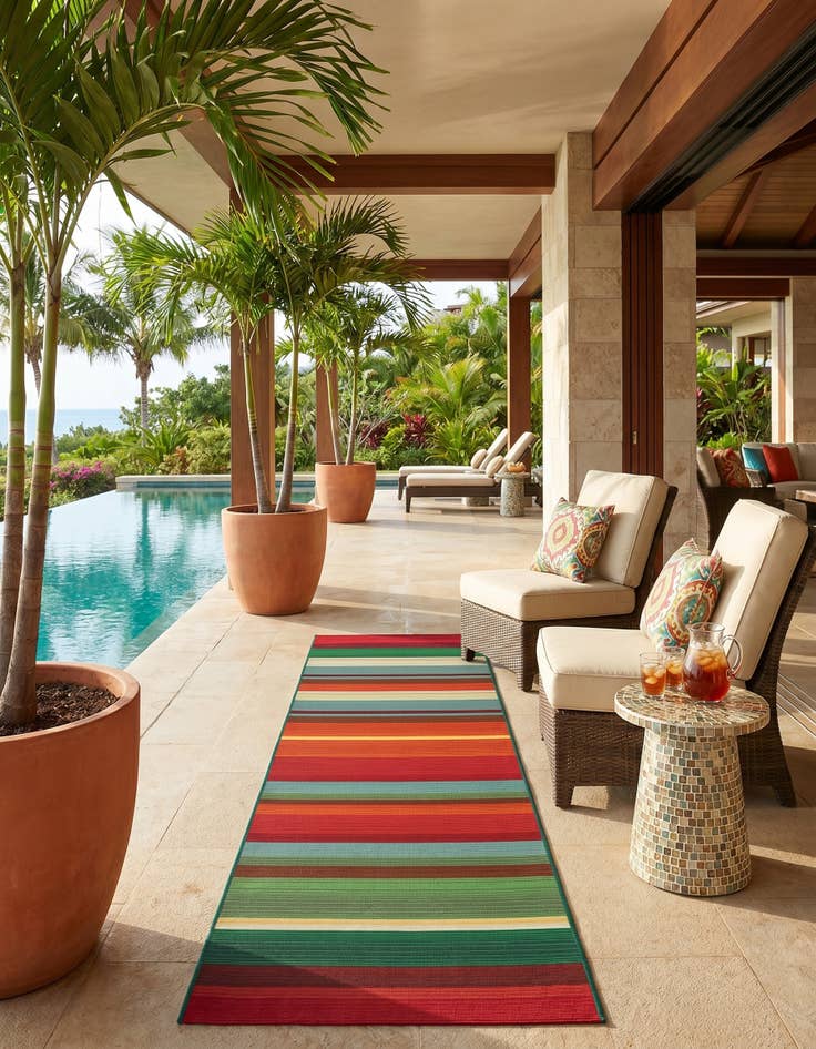 Detail image of 2' x 8' Easy-Clean Modern Indoor / Outdoor Runner Rug