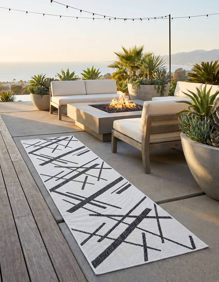 Detail image of 2' x 8' Easy-Clean Modern Indoor / Outdoor Runner Rug