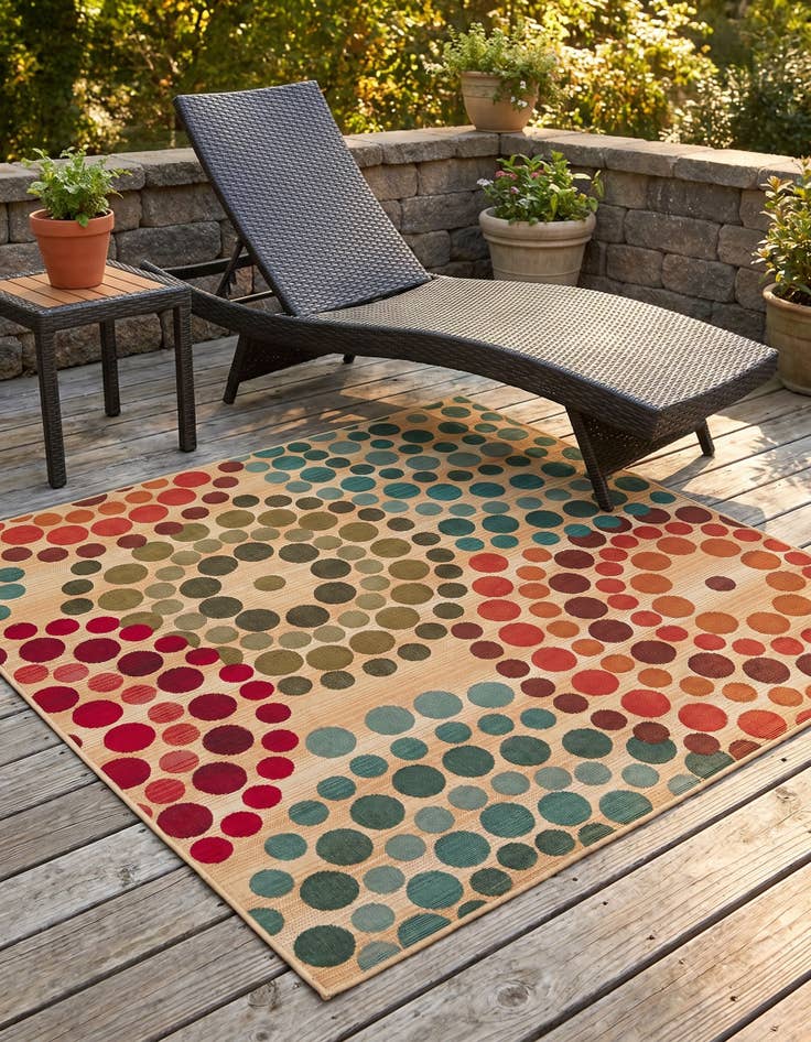 Detail image of 5' 3 x 5' 3 Easy-Clean Modern Indoor / Outdoor Square Rug