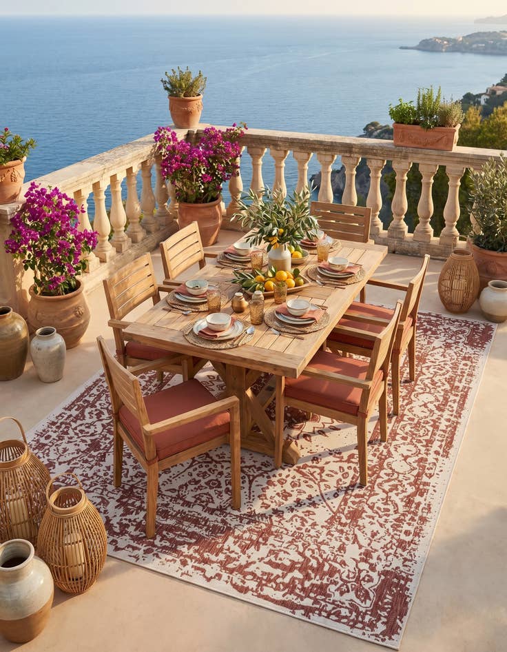 Detail image of 7' 10 x 10' Easy-Clean Traditional Indoor / Outdoor Rug