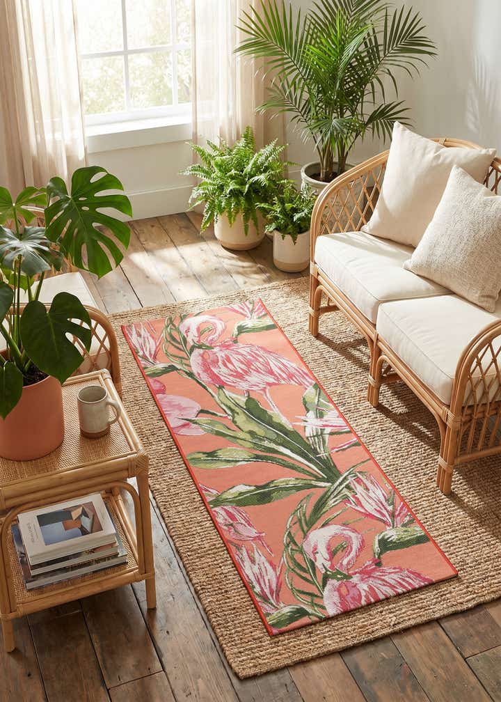2' x 5' Easy-Clean Botanical Indoor / Outdoor Runner Rug