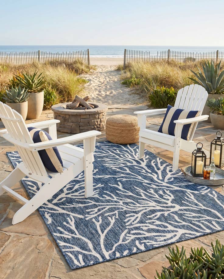 Detail image of 4' x 6' Easy-Clean Coastal Indoor / Outdoor Rug